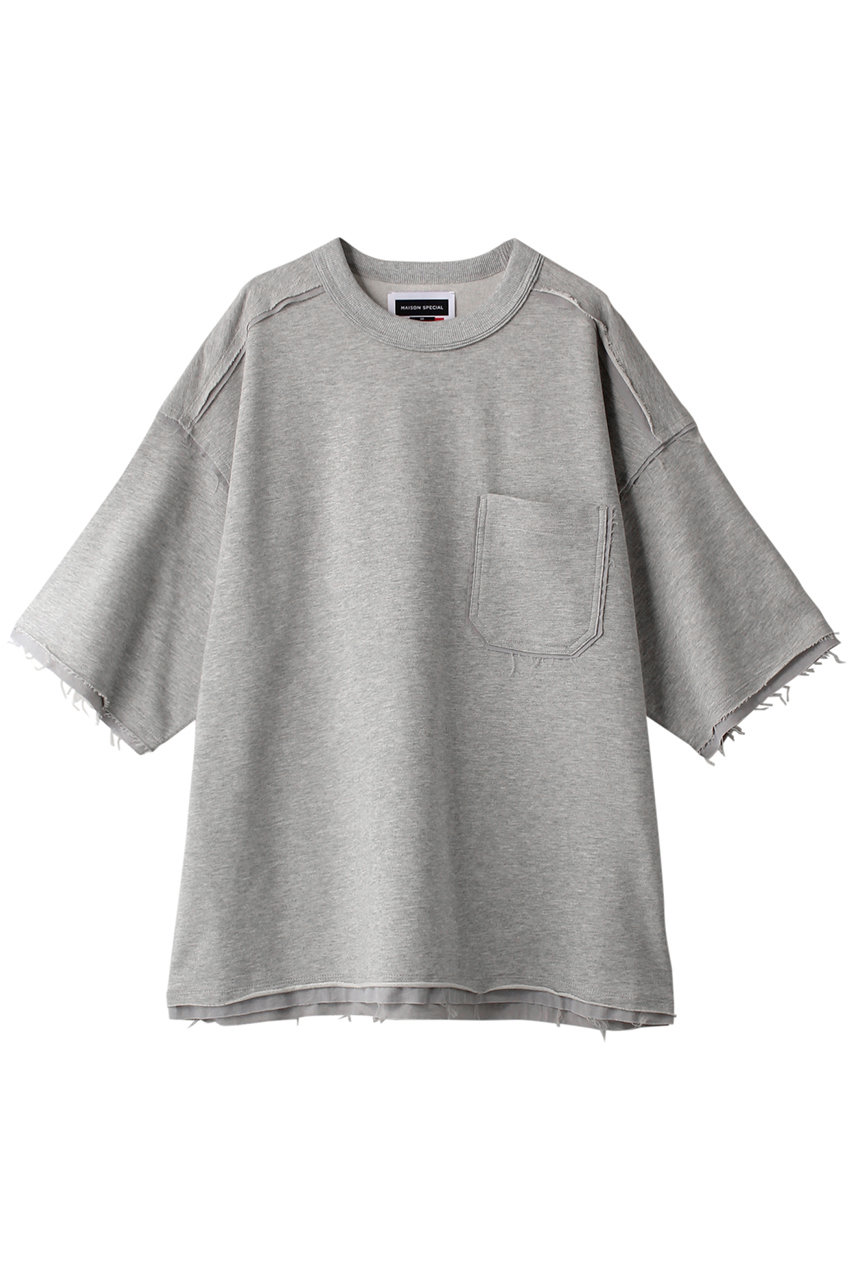 ＜ELLE SHOP＞ MAISON SPECIAL 【UNISEX】ミニ裏毛 断ち切りポケットTEE (GRY(グレー) 1) メゾンスペシャル ELLE SHOP