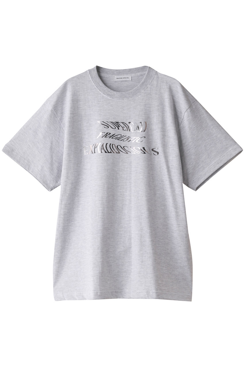 ＜ELLE SHOP＞ MAISON SPECIAL スパイラルロゴキラキラTシャツ (L.GRY(ライトグレー) FREE) メゾンスペシャル ELLE SHOP