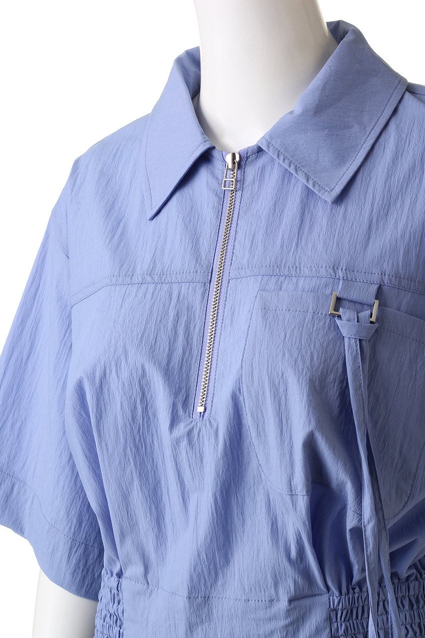 □□MAISON SPECIAL レディース衣料 シャツ ハーフジップショートベスト サイズF  タグ付 ブルー
