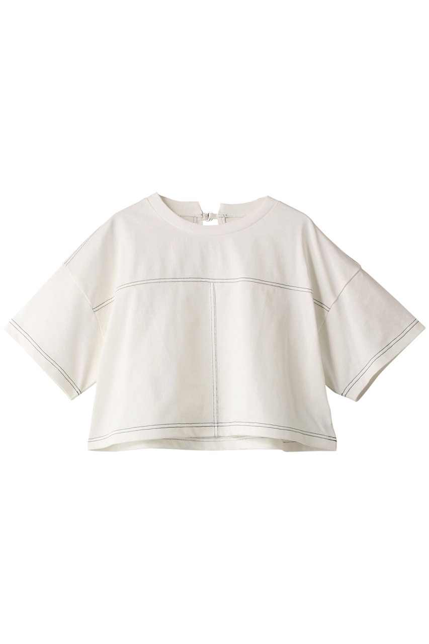 ＜ELLE SHOP＞ MAISON SPECIAL カラーステッチショートTシャツ (WHT(ホワイト) FREE) メゾンスペシャル ELLE SHOP