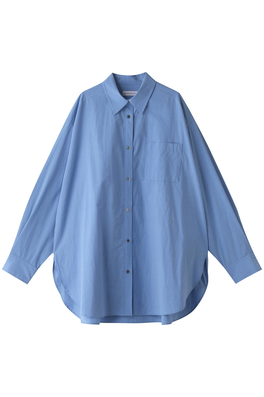 ＜ELLE SHOP＞ MAISON SPECIAL オーバーサイズカラーシャツ (BLU(ブルー) FREE) メゾンスペシャル ELLE SHOP