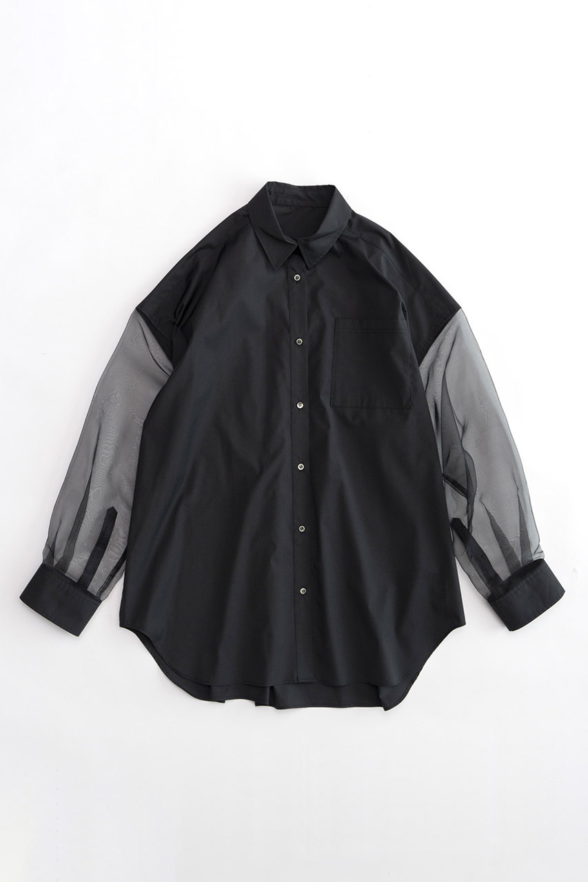 MAISON SPECIAL シアースリーブオーバーシャツ (BLK(ブラック), FREE) メゾンスペシャル ELLE SHOP