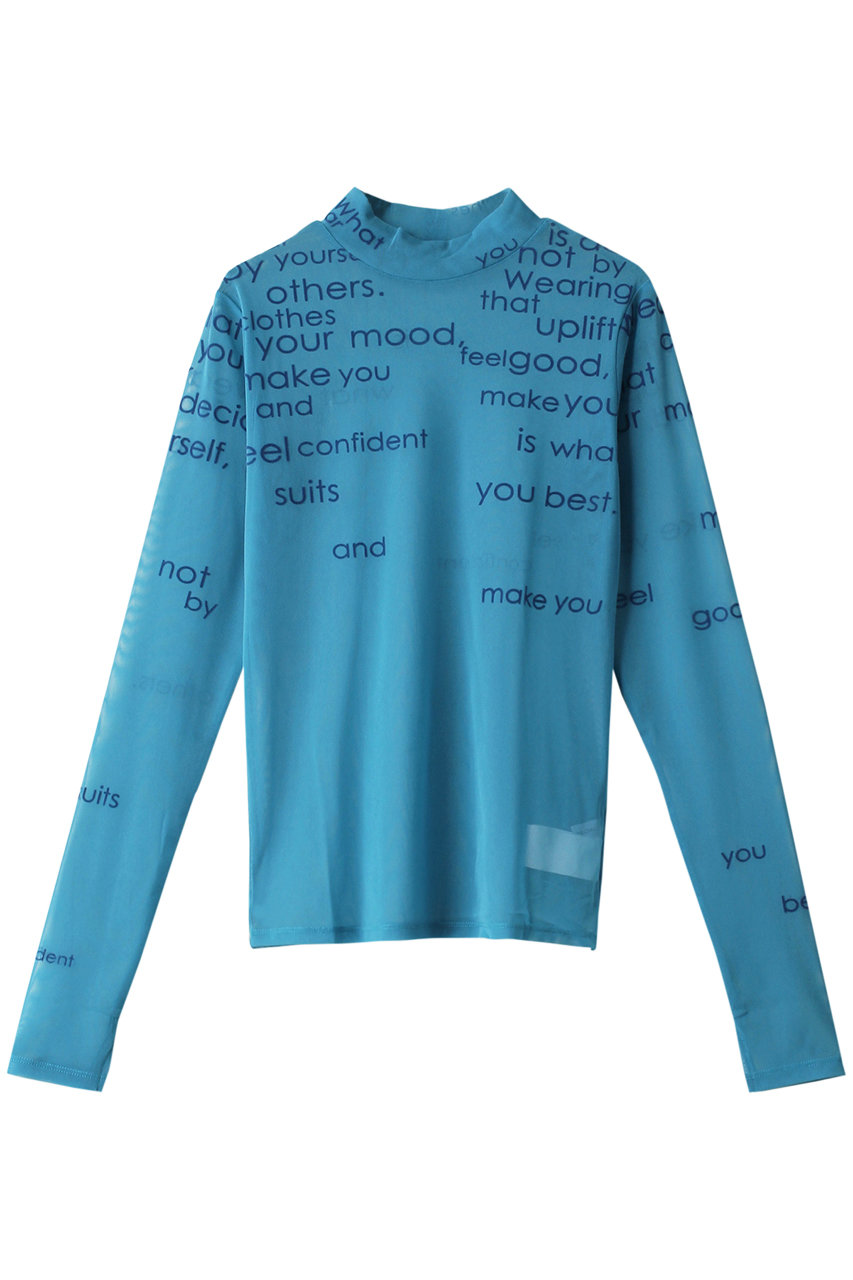 MAISON SPECIAL フロッキープリントシアータートルネックトップ (BLU(ブルー), FREE) メゾンスペシャル ELLE SHOP MAISON SPECIAL フロッキープリントシアータートルネックトップ (BLU(ブルー), FREE) メゾンスペシャル ELLE SHOP