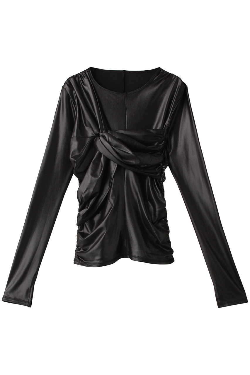 メゾンスペシャル/MAISON SPECIALのシャーリングツイストトップ(BLK(ブラック)/21232415701)