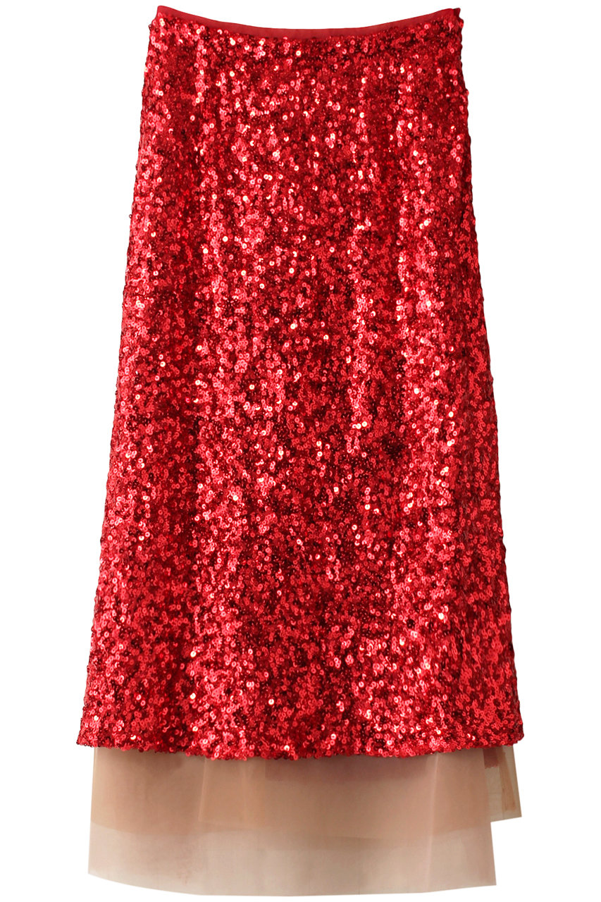 ＜ELLE SHOP＞ MAISON SPECIAL マルチウェイスパンコールスカート (RED(レッド) FREE) メゾンスペシャル ELLE SHOP