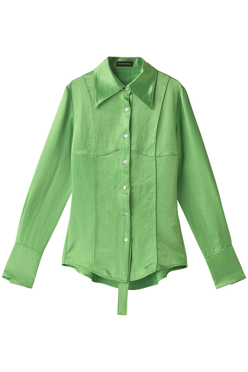MAISON SPECIAL オープンバックスリムシャツ (GRN(グリーン), FREE) メゾンスペシャル ELLE SHOP