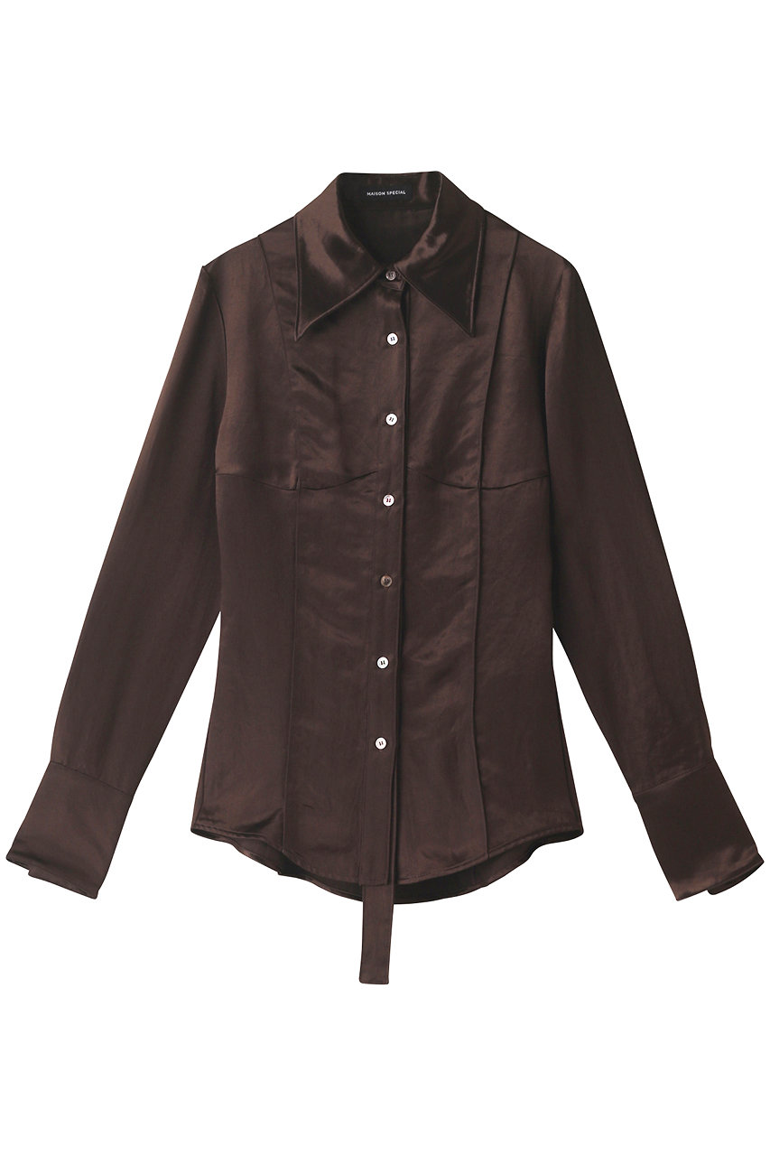 MAISON SPECIAL オープンバックスリムシャツ (BRN(ブラウン), FREE) メゾンスペシャル ELLE SHOP