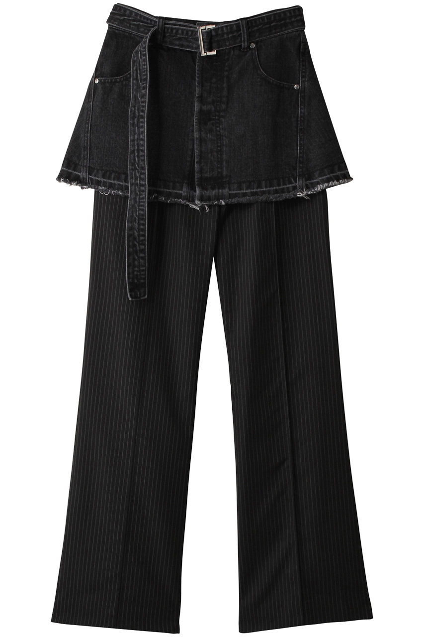 ＜ELLE SHOP＞ MAISON SPECIAL デニムスカートレイヤードパンツ (BLK(ブラック) 36) メゾンスペシャル ELLE SHOP