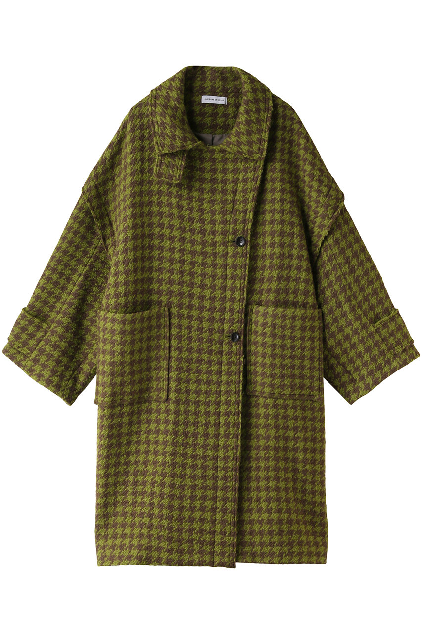 ＜ELLE SHOP＞ MAISON SPECIAL Cut-off Tweed Overcoat/カットオフツイードオーバーコート (LIME(ライム) FREE) メゾンスペシャル ELLE SHOP