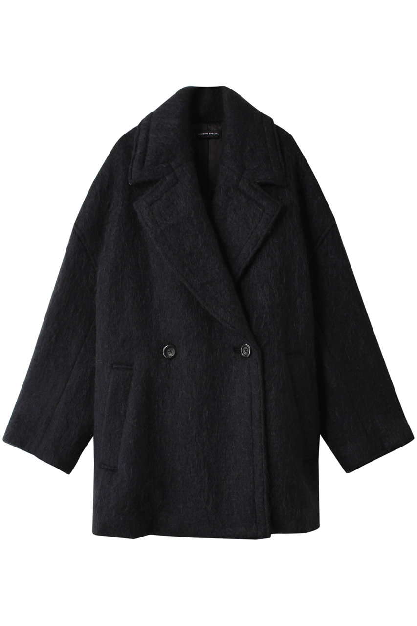 ＜ELLE SHOP＞ MAISON SPECIAL Mohair Shaggy Coat/モヘアシャギーコート (BLK(ブラック) FREE) メゾンスペシャル ELLE SHOP
