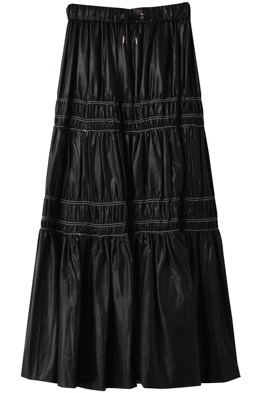 ロングスカート新品 MAISON SPECIAL ヴィーガンレザーボリュームスカート ブラック