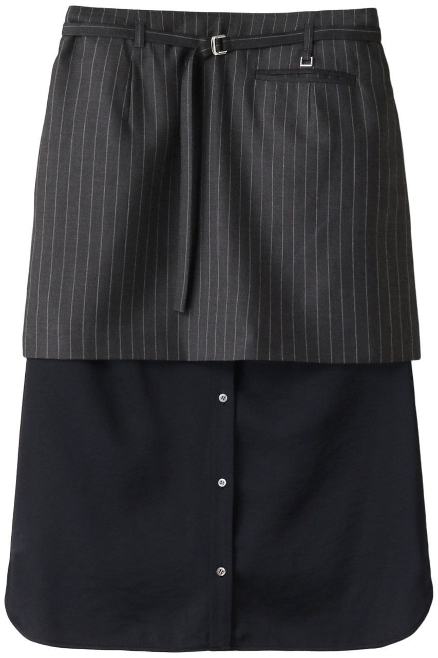 ＜ELLE SHOP＞ MAISON SPECIAL Shirt Layered Mini Skirt /シャツレイヤードミニスカート (GRY(グレー) FREE) メゾンスペシャル ELLE SHOP画像