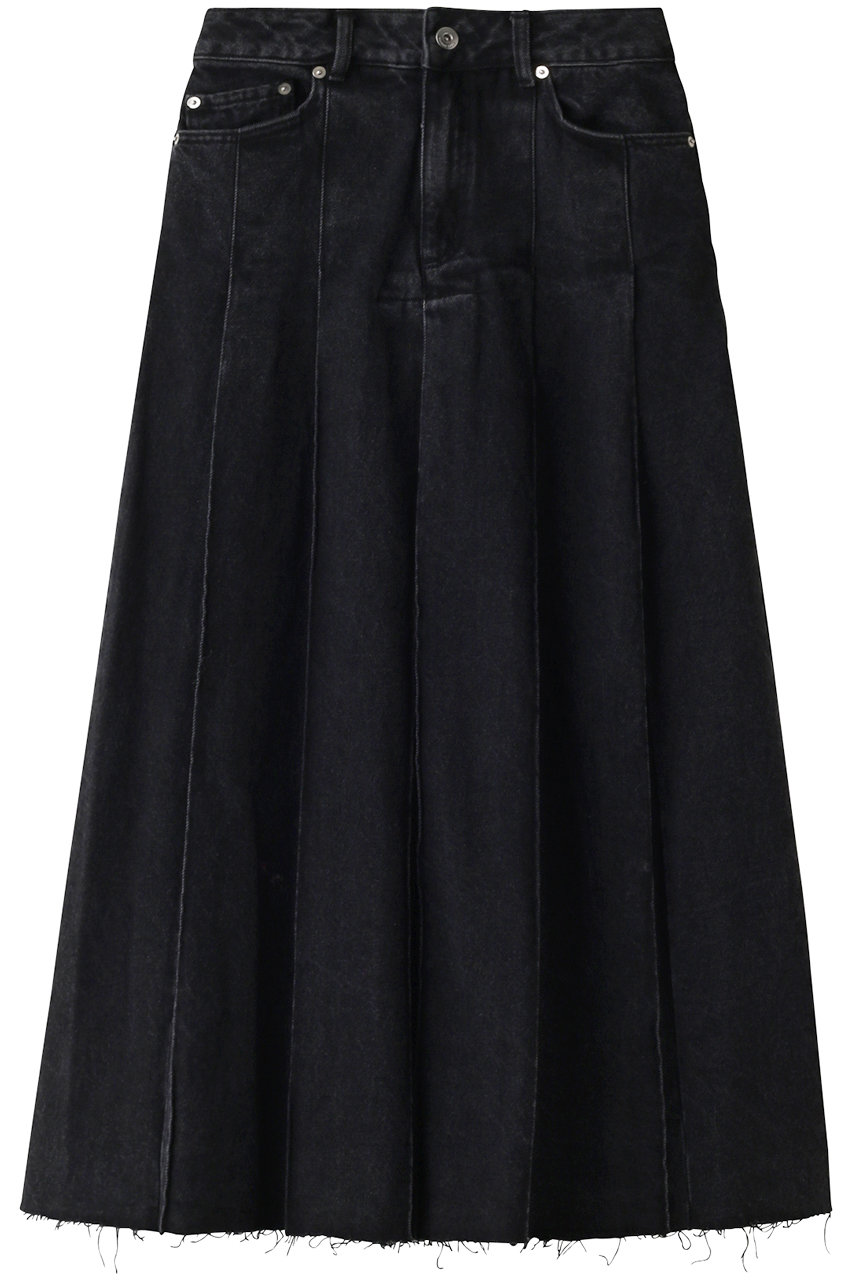 ＜ELLE SHOP＞ MAISON SPECIAL Pleated Denim Skirt /プリーツデニムスカート (BLK(ブラック) 38) メゾンスペシャル ELLE SHOP