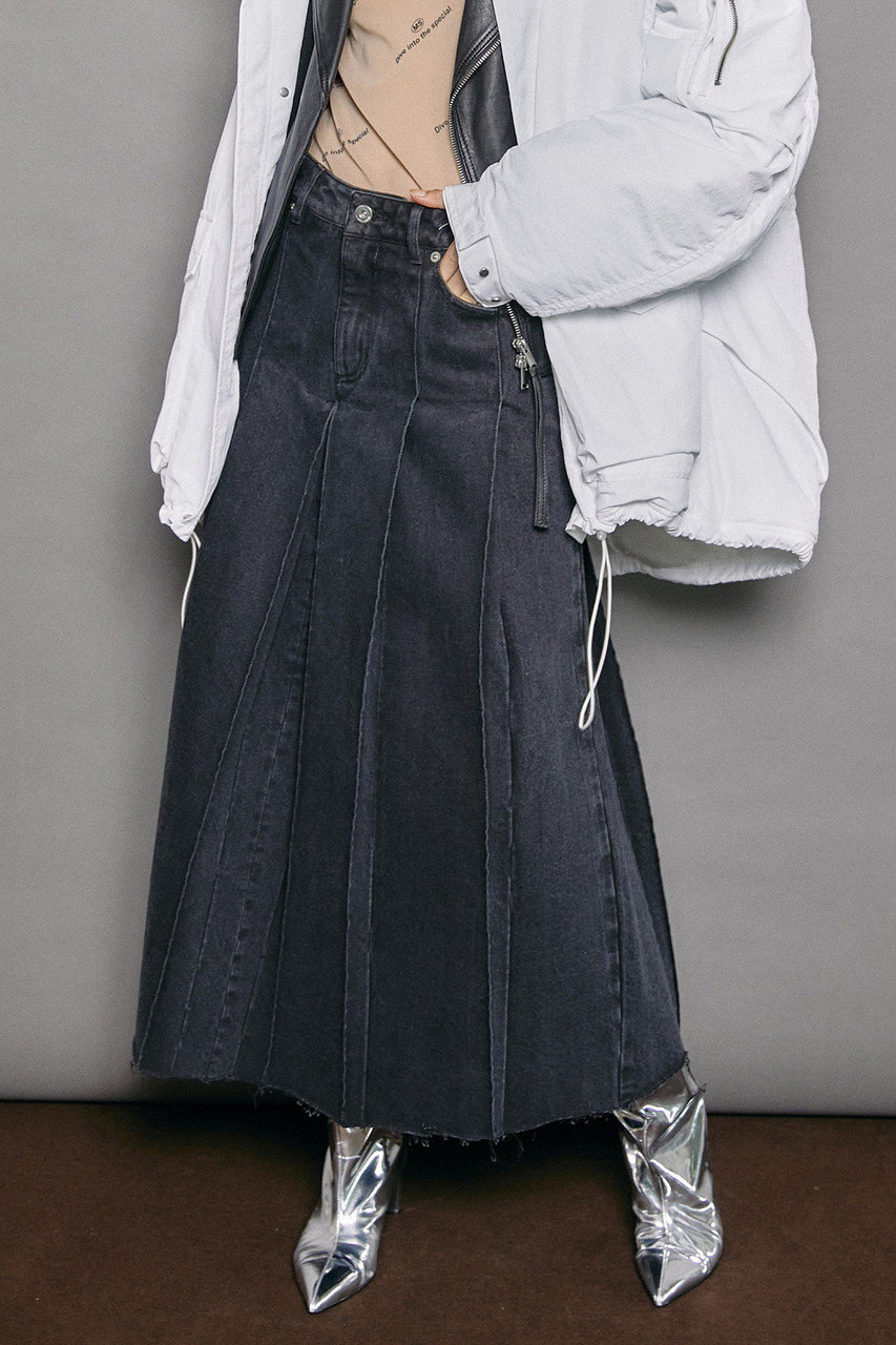 ロングスカート定価以下 新品 RAGGED DENIM SKIRT Mサイズ - 4kbm.com