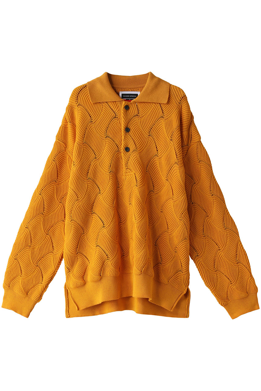 MAISON SPECIAL 【UNISEX】スカシアミニットポロL/S (MTD(マスタード), 1) メゾンスペシャル ELLE SHOP