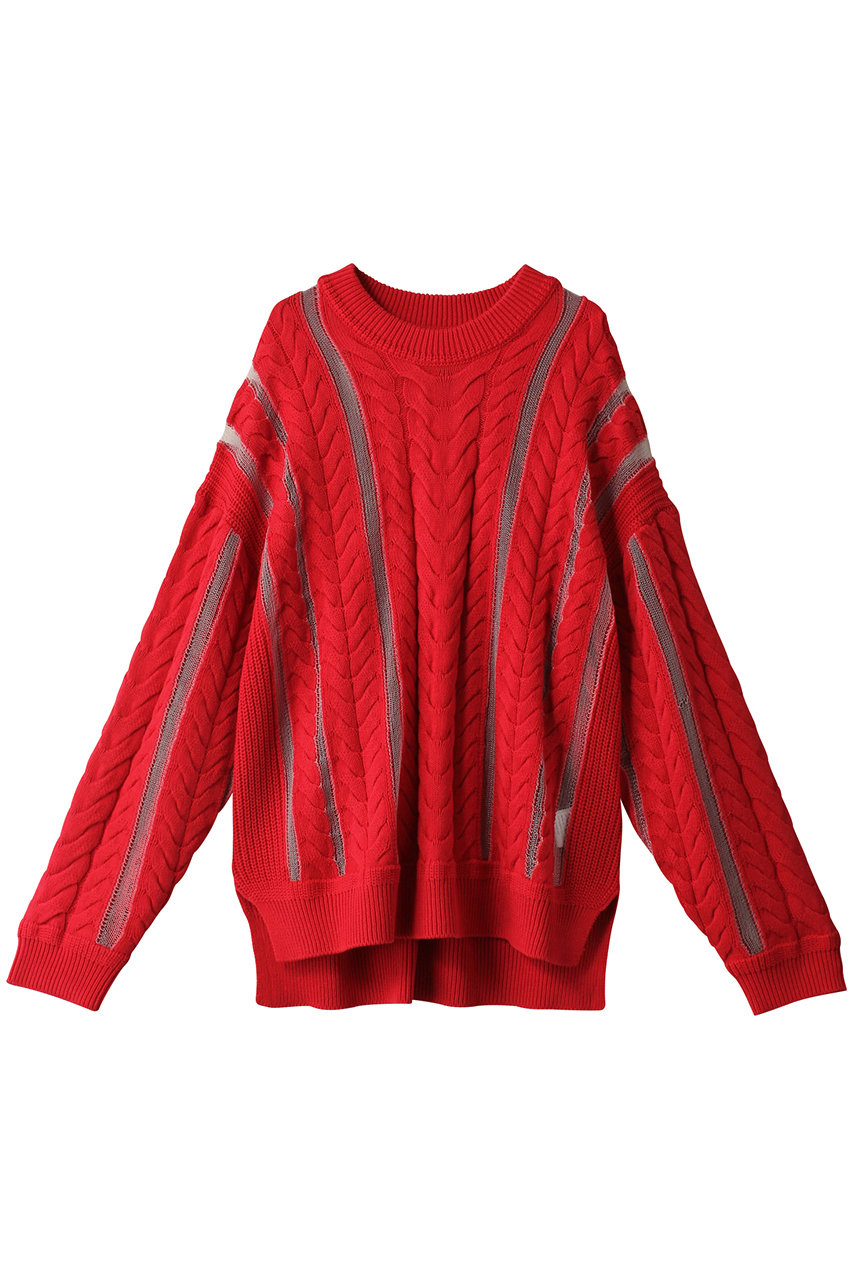 メゾンスペシャル/MAISON SPECIALの【UNISEX】ケーブルシアーインターシャPO(RED(レッド)/11241361306)