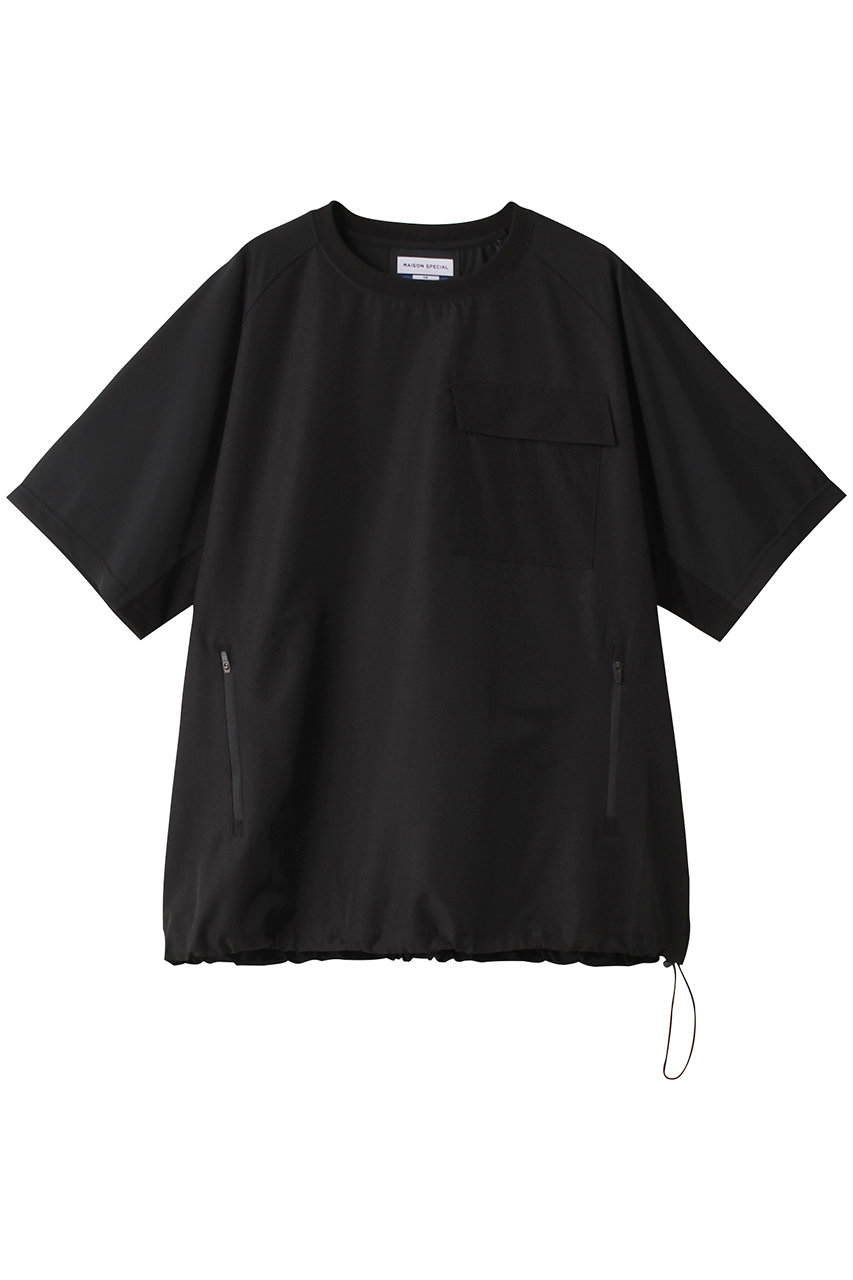 メゾンスペシャル/MAISON SPECIALの【UNISEX】スポーツラインサイドジップTシャツ(BLK(ブラック)/11241411204)