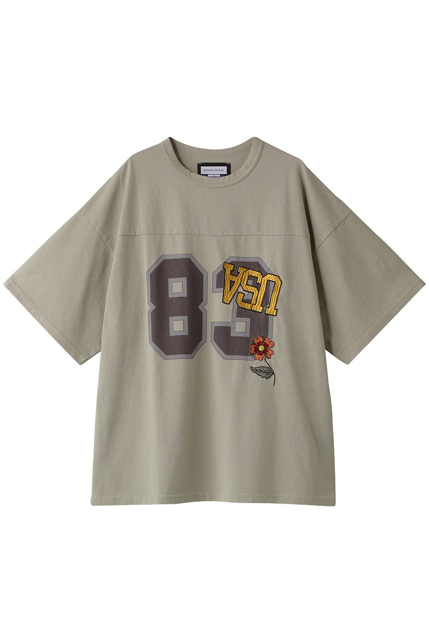 メゾンスペシャル/MAISON SPECIALの【UNISEX】ナンバリングUSAエンブロイダリーフットボールTシャツ(G.BGE(グレーベージュ)/11241411217)