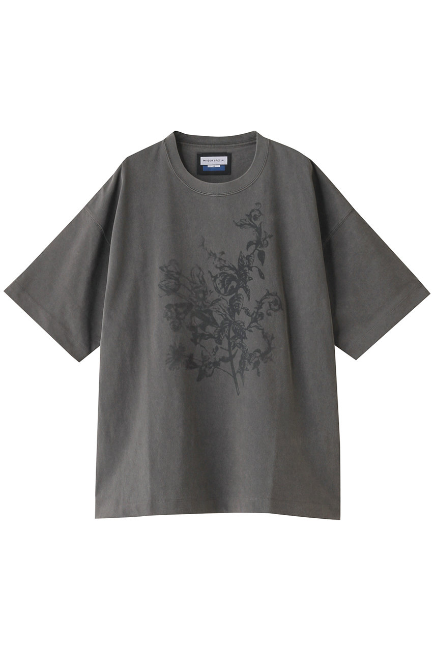 MAISON SPECIAL 【UNISEX】ピグメントダイフラワーフロッキープリントTシャツ (BLK(ブラック), 1) メゾンスペシャル ELLE SHOP MAISON SPECIAL 【UNISEX】ピグメントダイフラワーフロッキープリントTシャツ (BLK(ブラック), 1) メゾンスペシャル ELLE SHOP