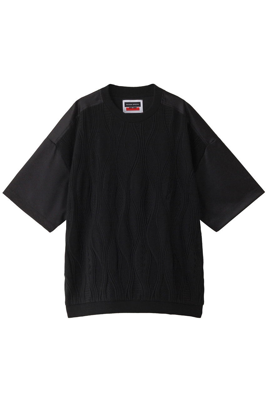 メゾンスペシャル/MAISON SPECIALの【UNISEX】クージーメッシュドッキングTシャツ(BLK(ブラック)/11241411345)