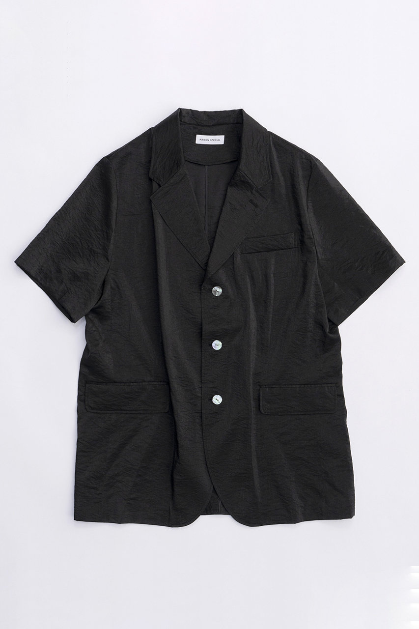 メゾンスペシャル/MAISON SPECIALの【予約販売】Silky Chambray Half Sleeve Jacket/シルキーシャンブレーハーフスリーブジャケット(BLK(ブラック)/21241115104)