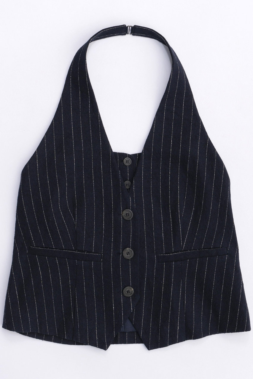 MAISON SPECIAL Halter Neck Linen Vest/ホルターネックリネンベスト (NVY(ネイビー), FREE) メゾンスペシャル ELLE SHOP