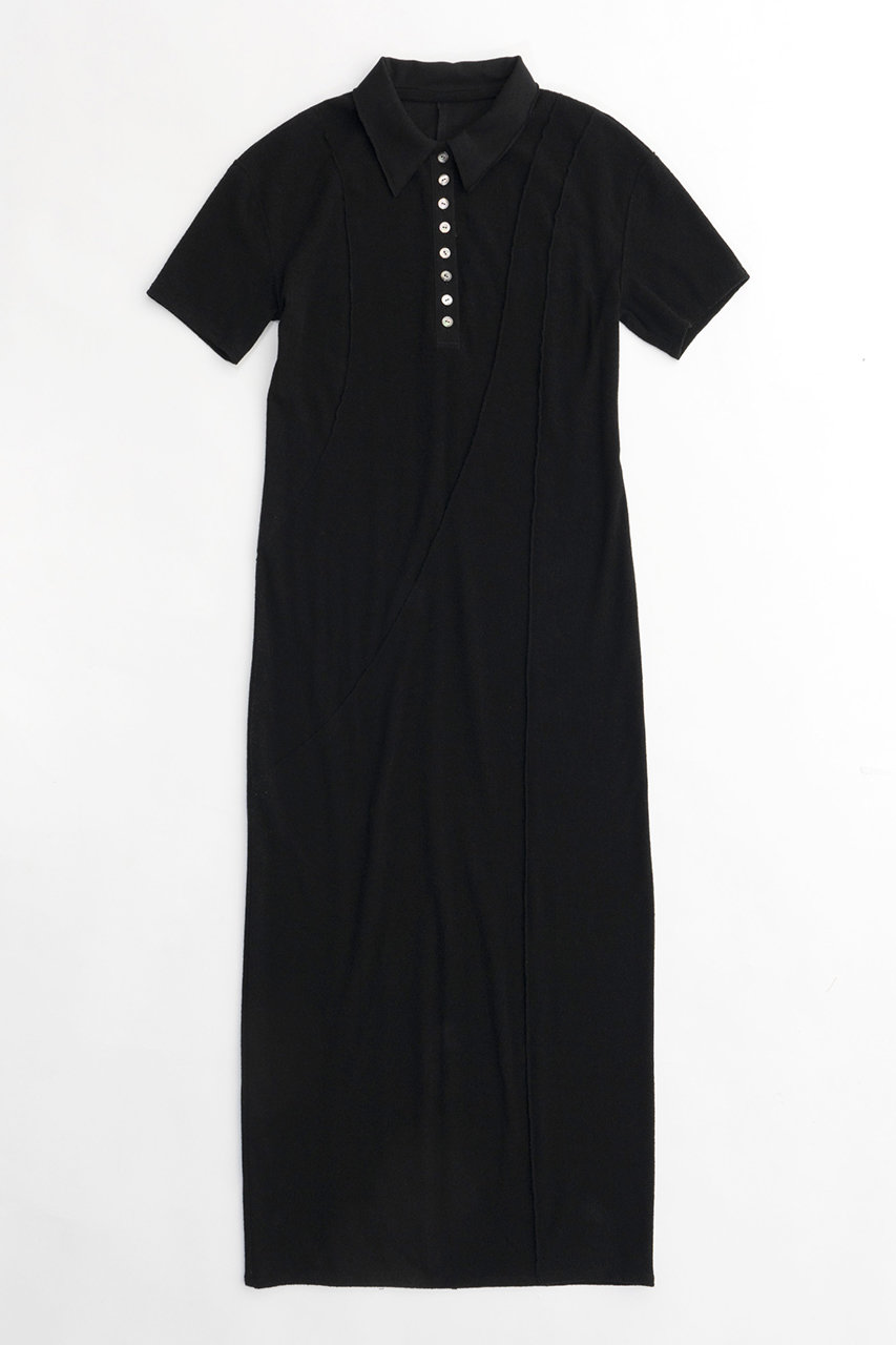 メゾンスペシャル/MAISON SPECIALのPolo Shirt Maxidresses/マキシポロシャツワンピース(BLK(ブラック)/21241265805)