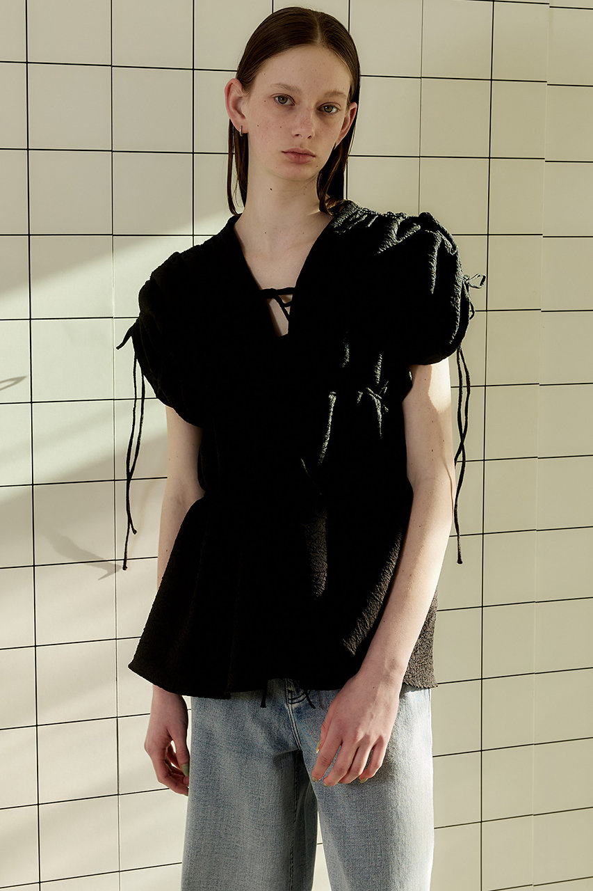 MAISON SPECIAL(メゾンスペシャル)｜Shirring Ribbon Blouse