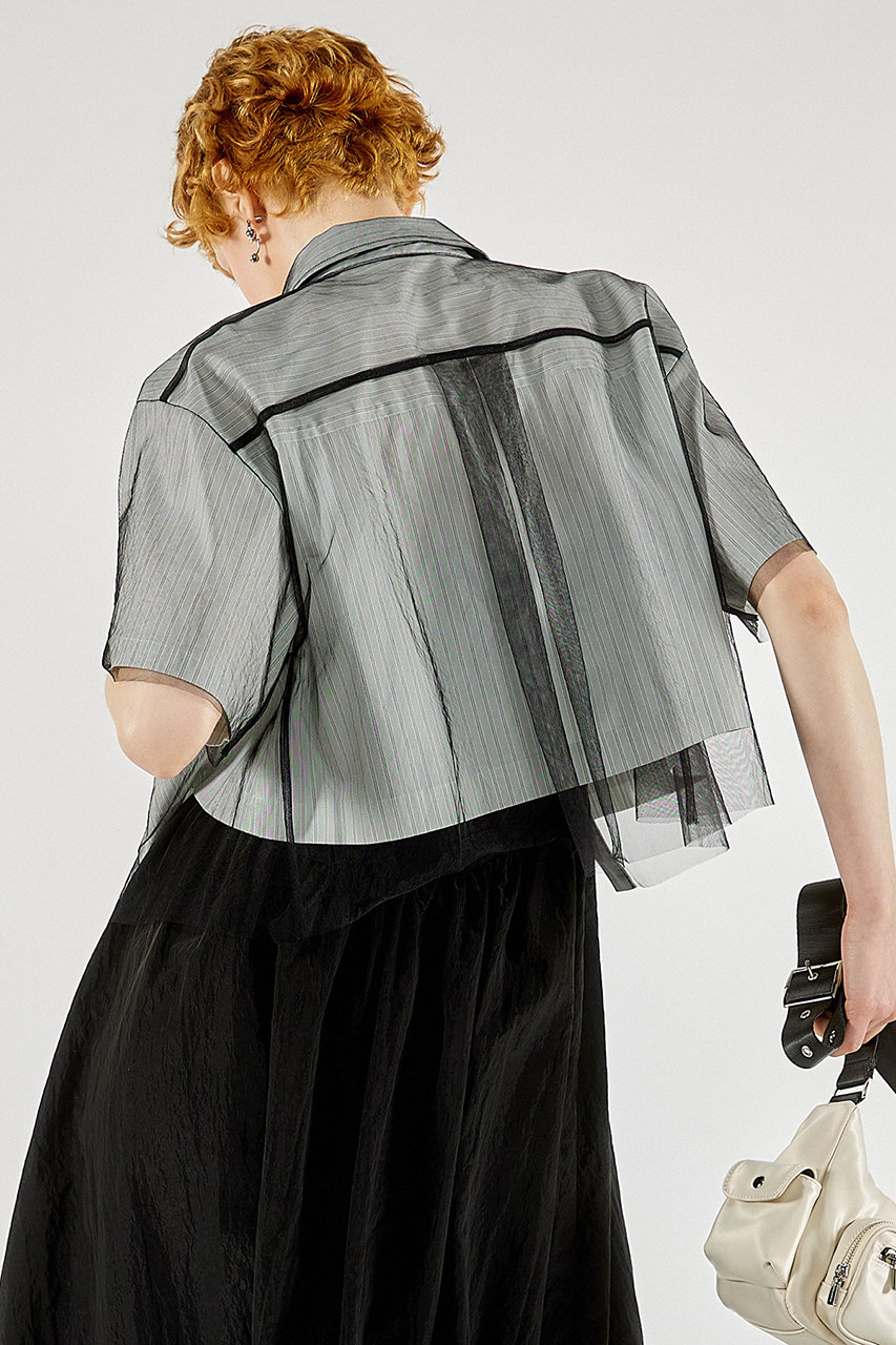 【予約販売】See-through Layered Tulle Shirt/シースルーレイヤードチュールシャツ