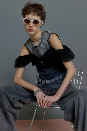 メゾンスペシャル/MAISON SPECIALの2way Slab Mesh Layered Bustier Tops/2WAYスラブメッシュレイヤードビスチェトップス(110400/110401)