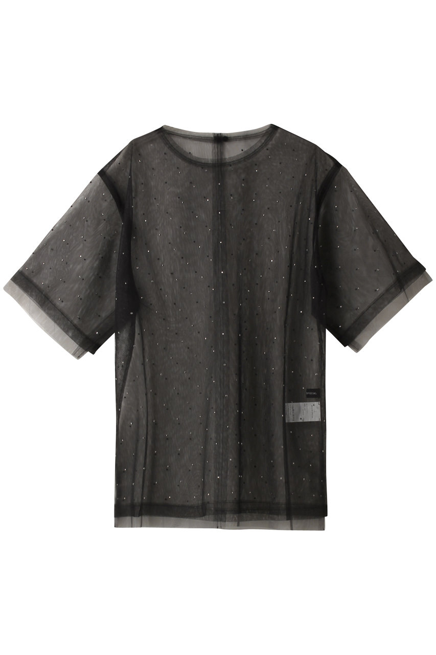 MAISON SPECIAL Glitter Tulle Oversized T-shirt/キラキラチュールオーバーTシャツ (BLK(ブラック), FREE) メゾンスペシャル ELLE SHOP