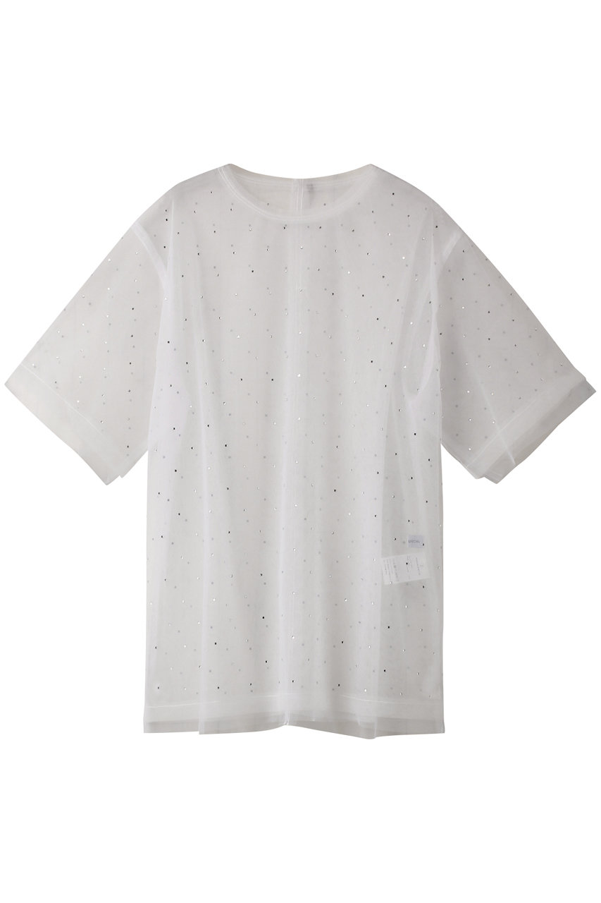MAISON SPECIAL Glitter Tulle Oversized T-shirt/キラキラチュールオーバーTシャツ (WHT(ホワイト), FREE) メゾンスペシャル ELLE SHOP