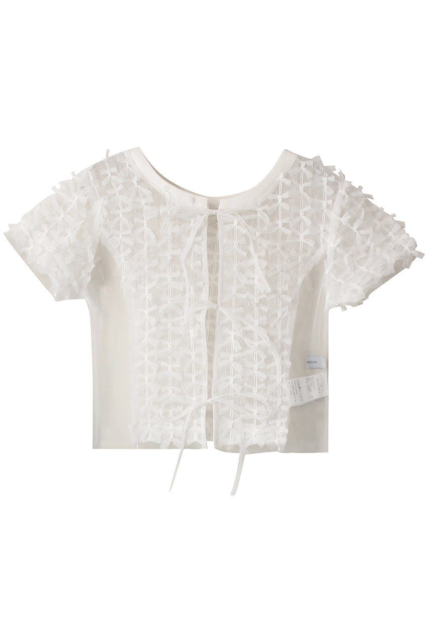 メゾンスペシャル/MAISON SPECIALの2way Tulle Ribbon Tops/2WAYチュールリボントップス(WHT(ホワイト)/21241315315)