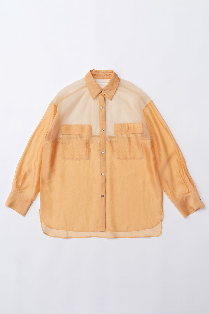 MAISON SPECIAL Tulle Docking Sheer Oversized Shirt/チュールドッキングシアーオーバーシャツ (ORG(オレンジ), FREE) メゾンスペシャル ELLE SHOP