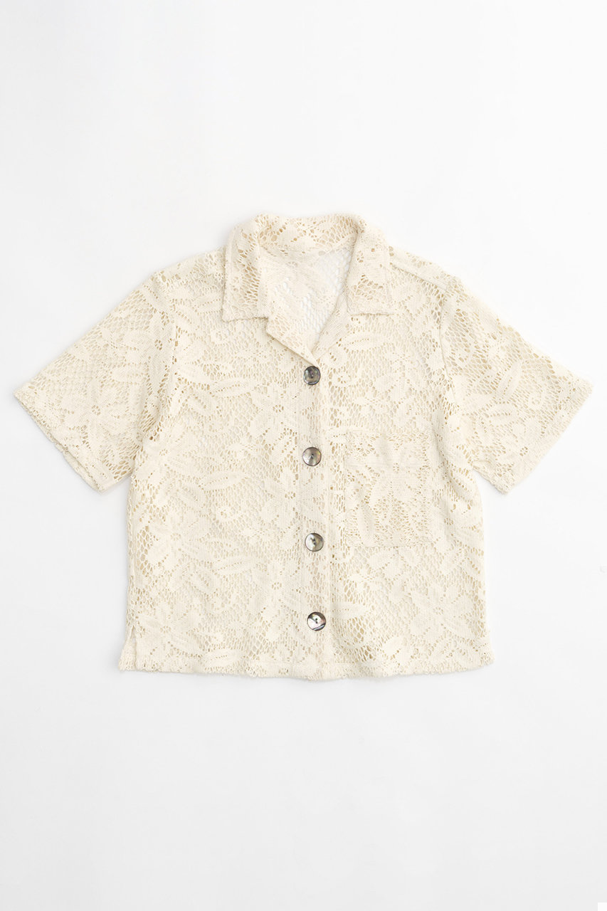 MAISON SPECIAL Half Sleeve Lace Fabric Shirt/ハーフスリーブレースシャツ (IVR(アイボリー), FREE) メゾンスペシャル ELLE SHOP