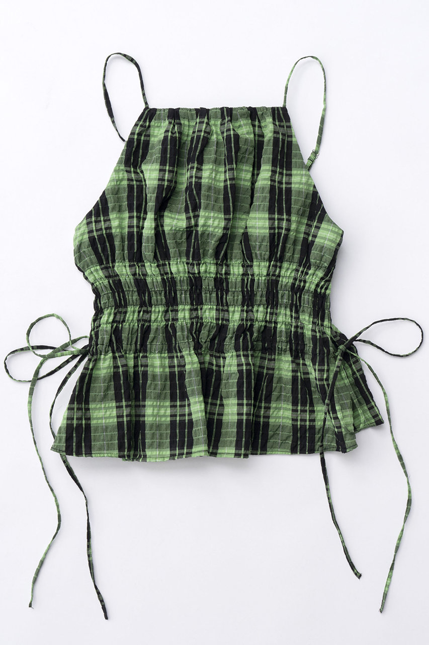 MAISON SPECIAL Checked Shirring Bustier/チェックシャーリングビスチェ (GRN(グリーン), FREE) メゾンスペシャル ELLE SHOP