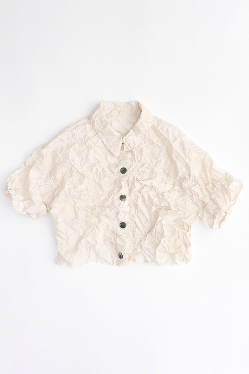 Washed Pleated Short Length Shirt/ワッシャープリーツショートシャツ