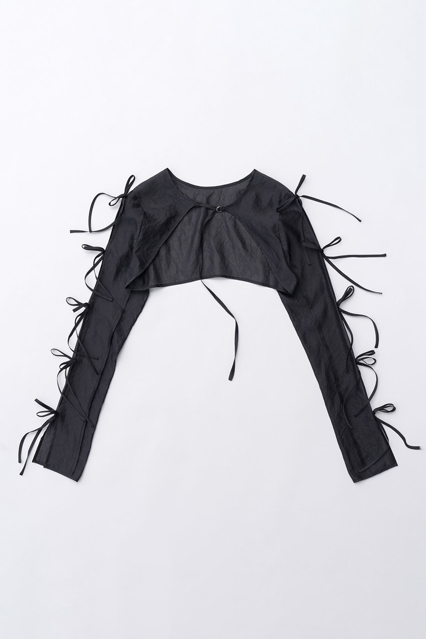 メゾンスペシャル/MAISON SPECIALのRibbon Short Length Bolero/リボンショートボレロ(BLK(ブラック)/21241315705)