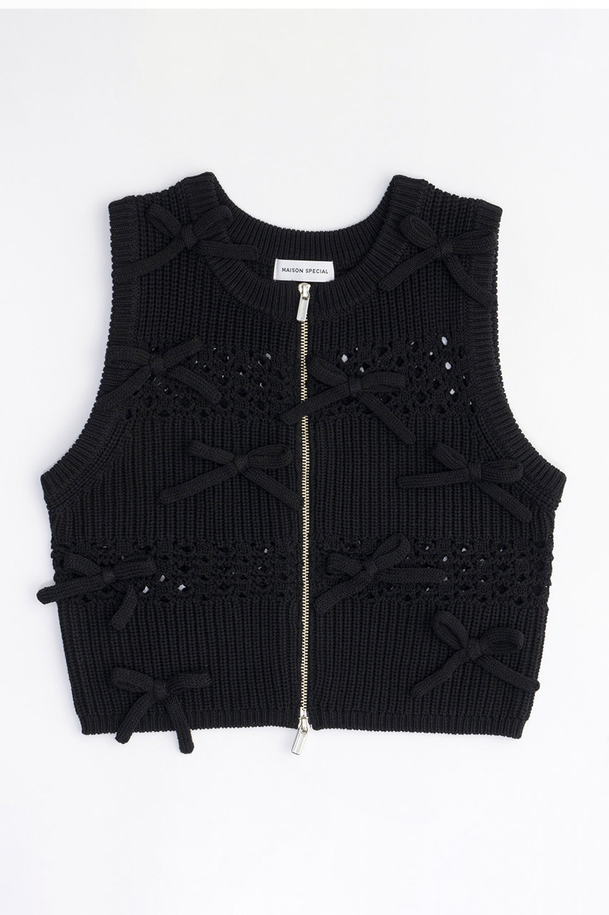 メゾンスペシャル/MAISON SPECIALのSo Many Ribbons Vest/メニーメニーリボンベスト(BLK(ブラック)/21241365701)