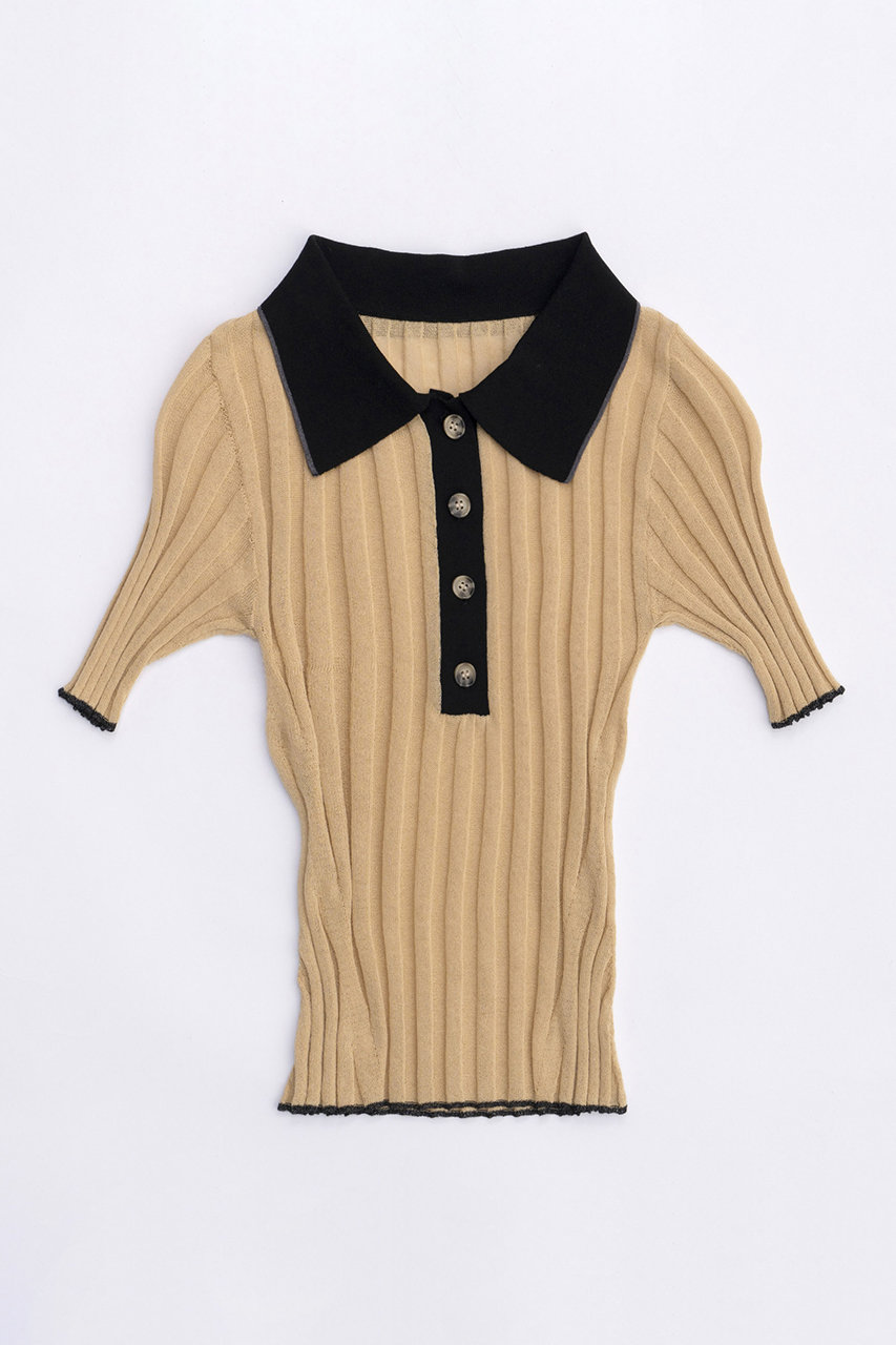 MAISON SPECIAL Knit Polo Shirt/ニットポロシャツ (BGE(ベージュ), FREE) メゾンスペシャル ELLE SHOP