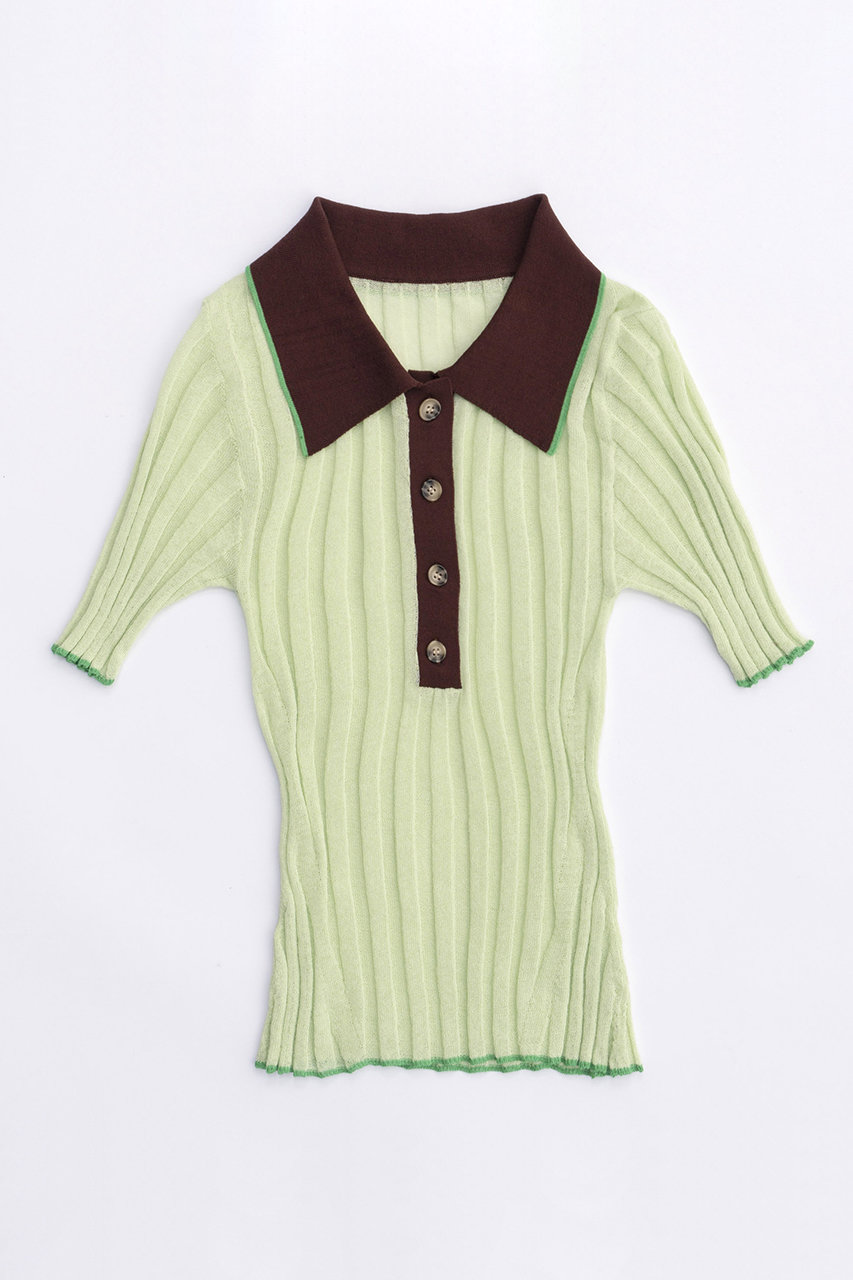 メゾンスペシャル/MAISON SPECIALのKnit Polo Shirt/ニットポロシャツ(LIME(ライム)/21241365803)
