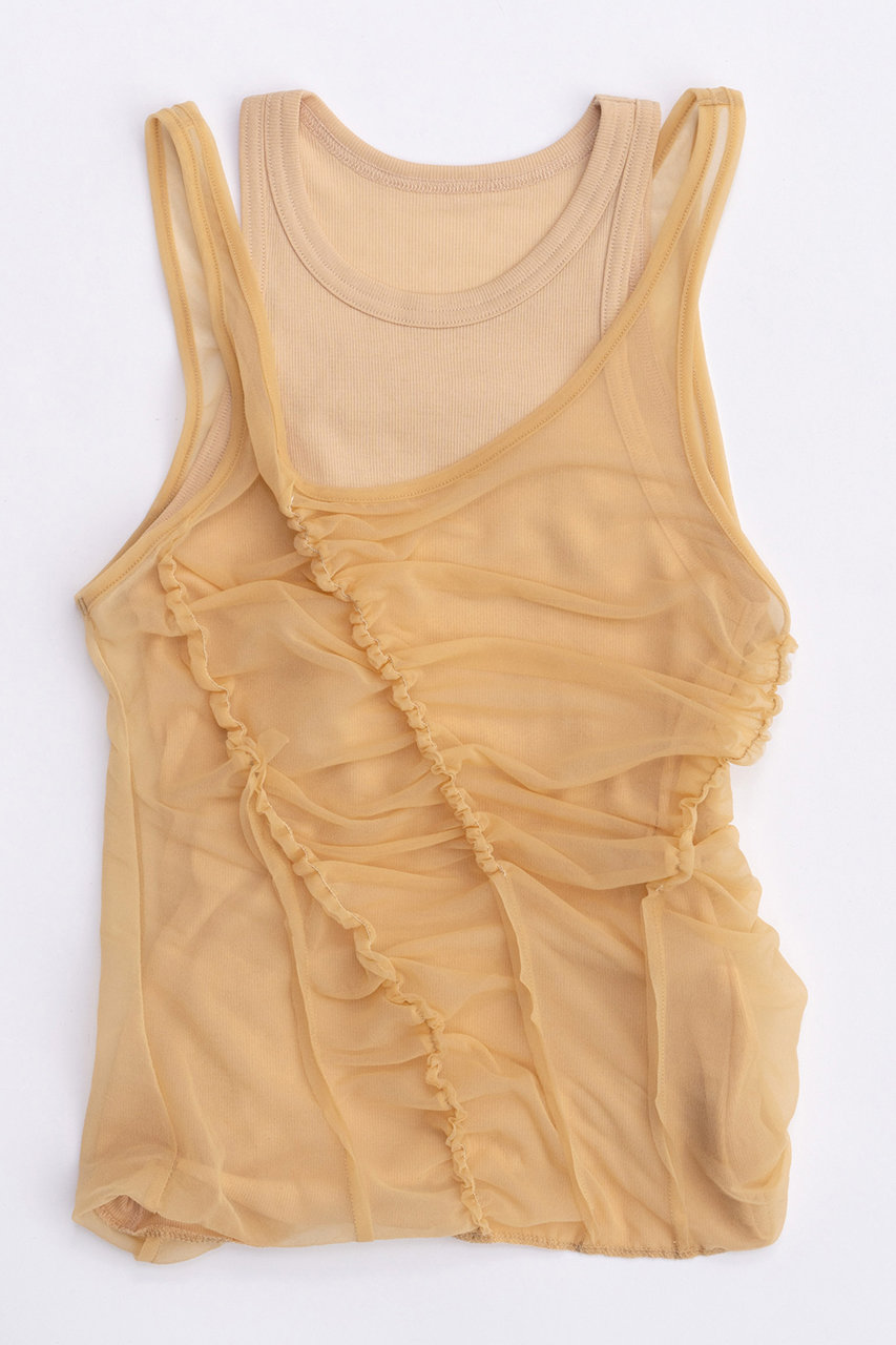 メゾンスペシャル/MAISON SPECIALのSheer Drape layered Tank Top/シアードレープレイヤータンク(ORG(オレンジ)/21241415214)