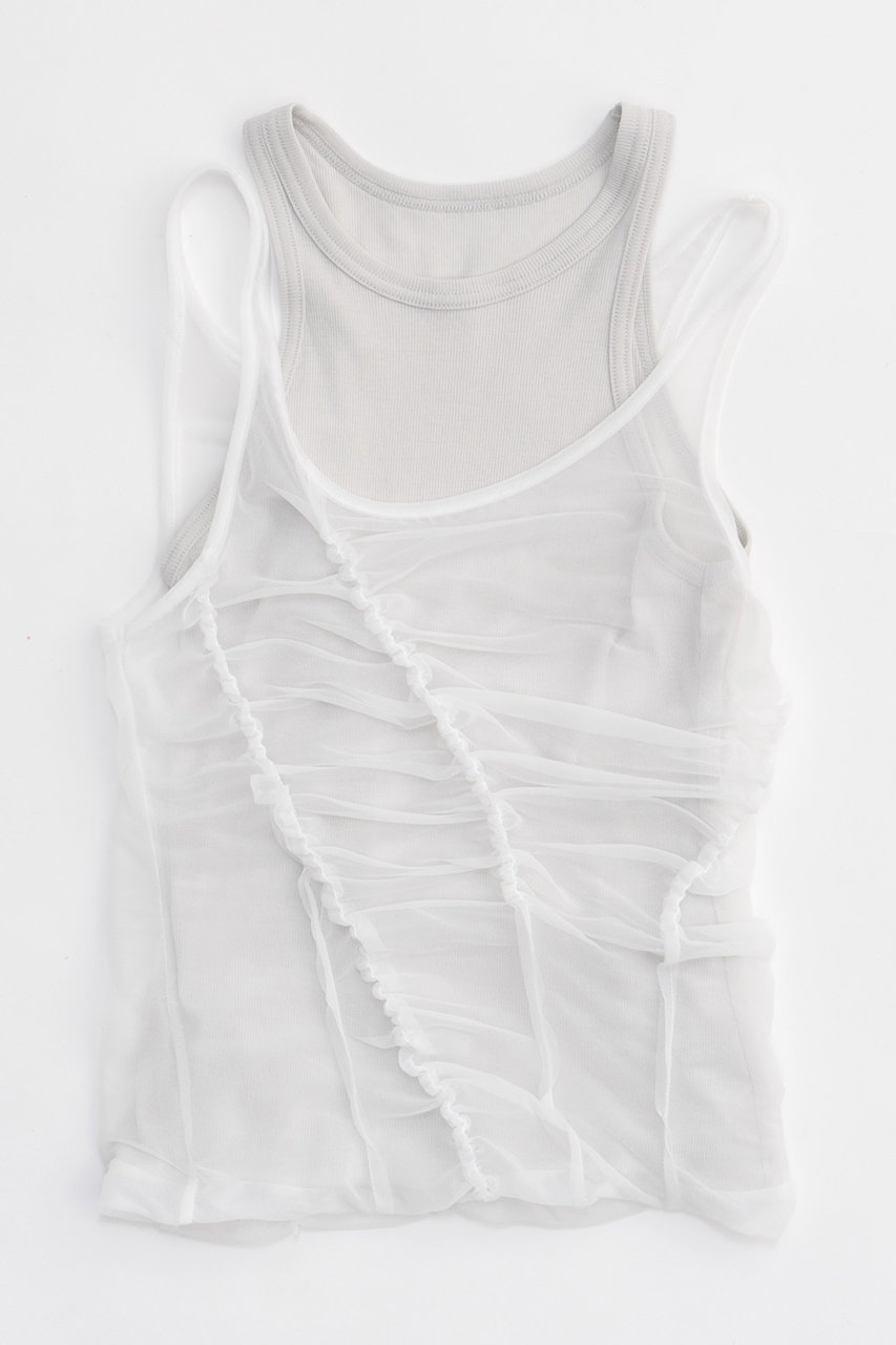 Sheer Drape layered Tank Top/シアードレープレイヤータンク