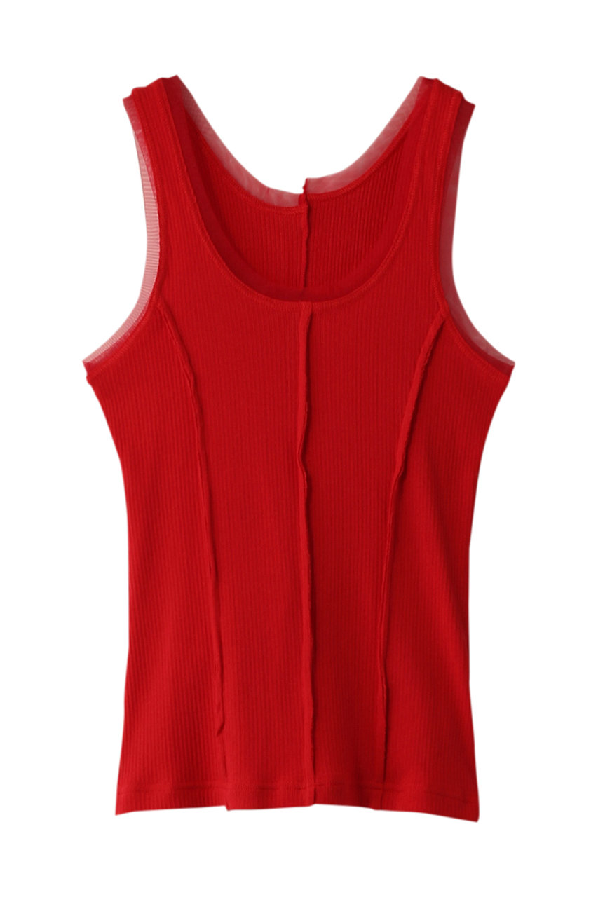 MAISON SPECIAL Tulle Piping 2way Tank Top/チュールパイピング2WAYタンクトップ (RED(レッド), FREE) メゾンスペシャル ELLE SHOP