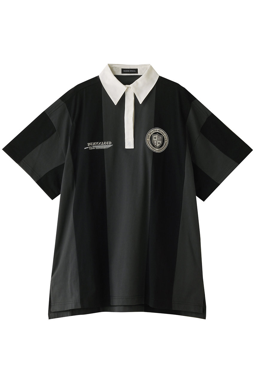 メゾンスペシャル/MAISON SPECIALのOversize Rugby Shirt/オーバーラガーシャツ(BLK(ブラック)/21241415316)