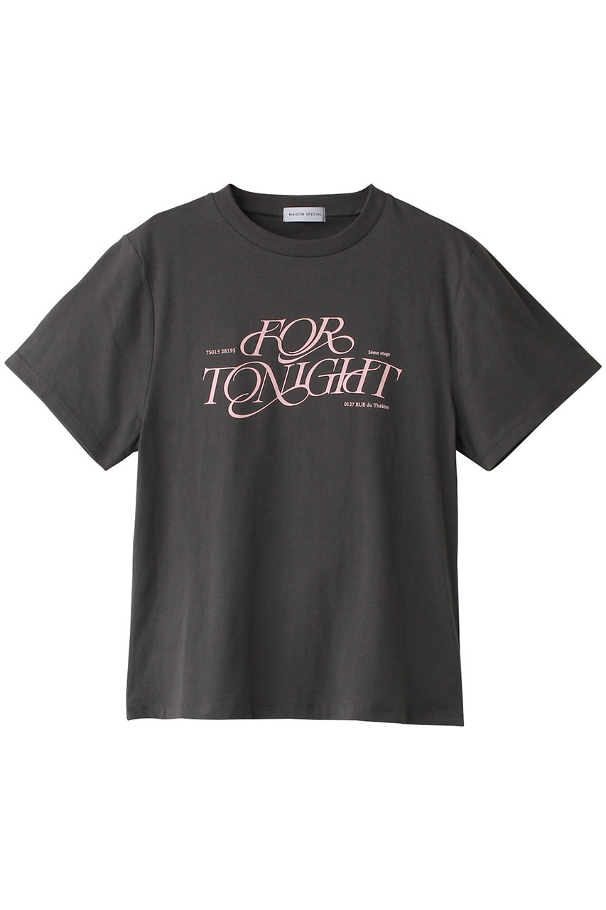 MAISON SPECIAL FOR TONIGHT Logo T-shirt/FOR TONIGHTロゴTシャツ (C.GRY(チャコールグレー), FREE) メゾンスペシャル ELLE SHOP