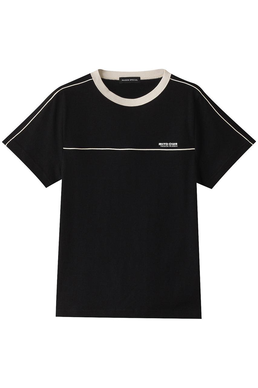 MAISON SPECIAL Bicolor Line T-shirt/バイカラーラインTEE (BLK(ブラック), FREE) メゾンスペシャル ELLE SHOP