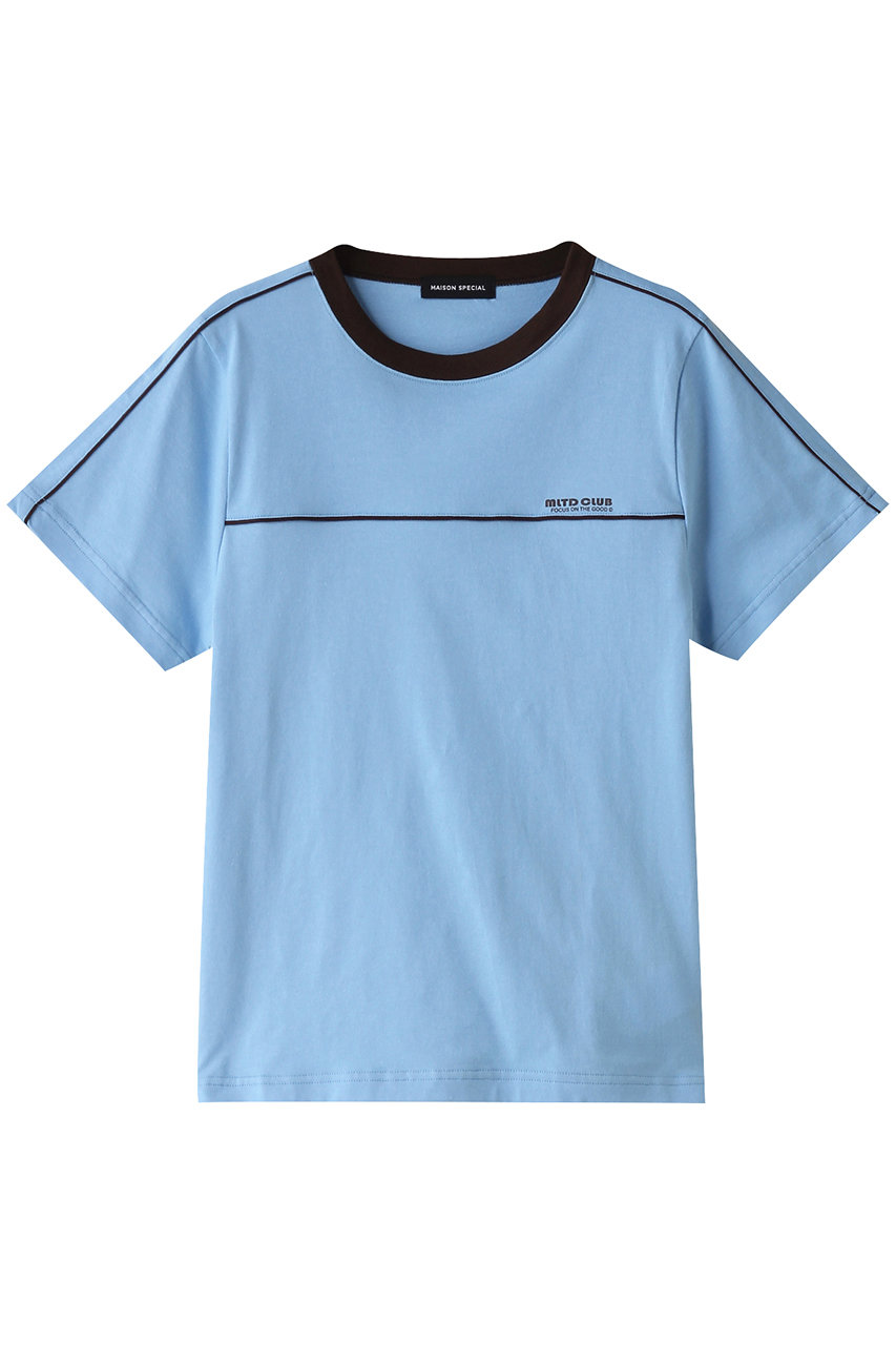 MAISON SPECIAL Bicolor Line T-shirt/バイカラーラインTEE (BLU(ブルー), FREE) メゾンスペシャル ELLE SHOP