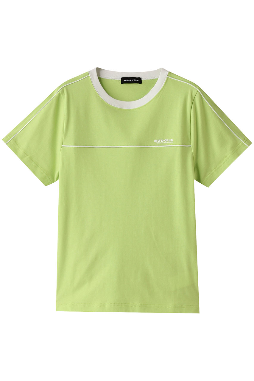 MAISON SPECIAL Bicolor Line T-shirt/バイカラーラインTEE (GRN(グリーン), FREE) メゾンスペシャル ELLE SHOP