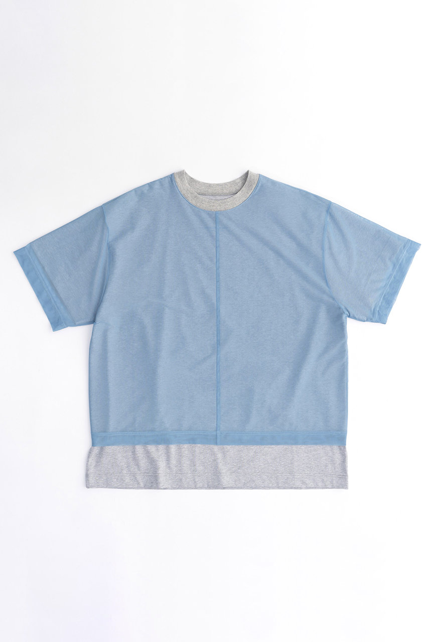 メゾンスペシャル/MAISON SPECIALのLayered Tulle T-shirt/レイヤードチュールTシャツ(BLU(ブルー)/21241415805)